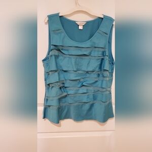 Christopher & Banks Blue Ruffled Tank Top